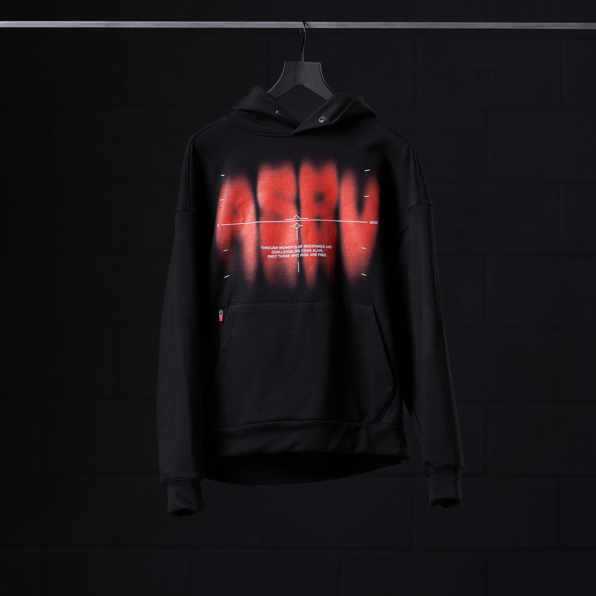 Flatlay Tech-Terry™ Zip Pocket Hoodie in black with red target graphic