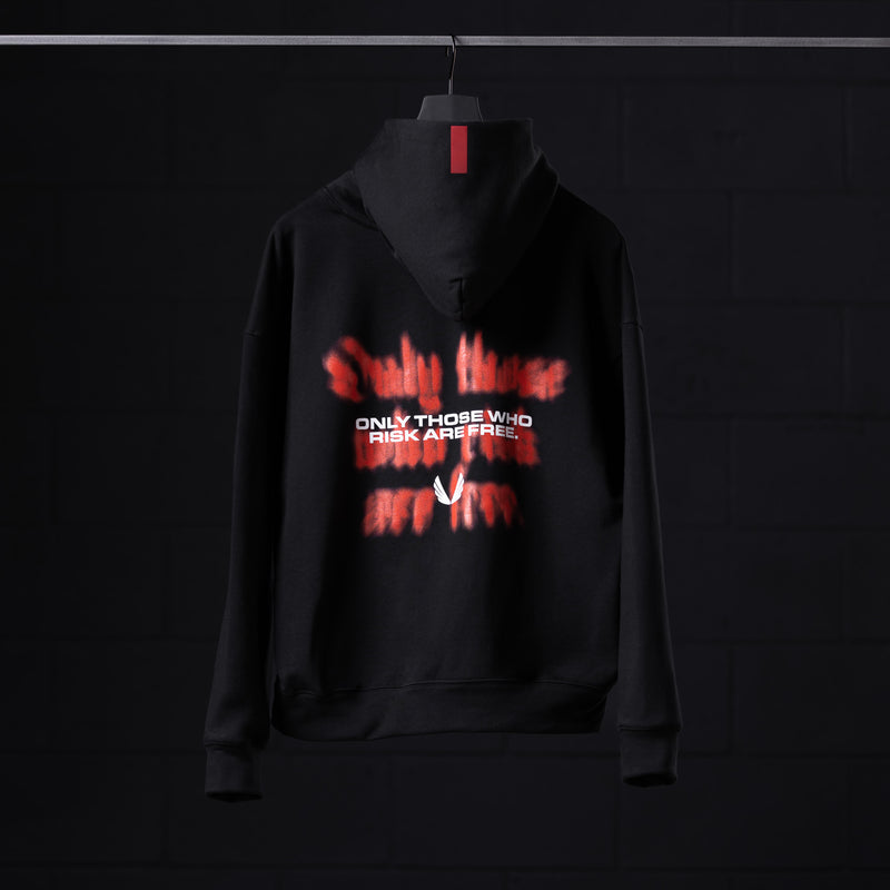0874. Tech-Terry™ Zip Pocket Hoodie - Black "Risk Protocol"
