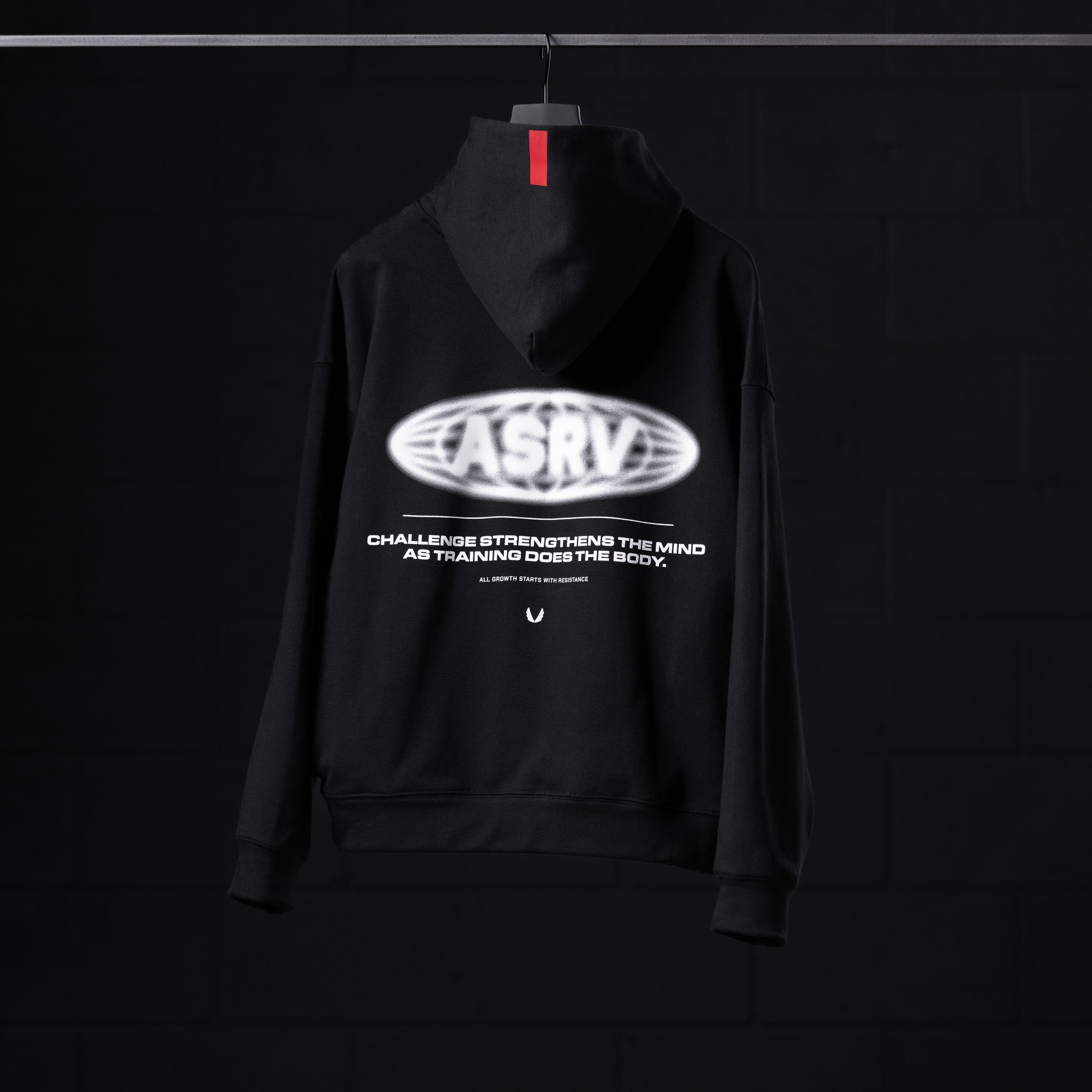Flatlay Tech-Terry™ Zip Pocket Hoodie in black with 'Global Reach' graphic print, front view