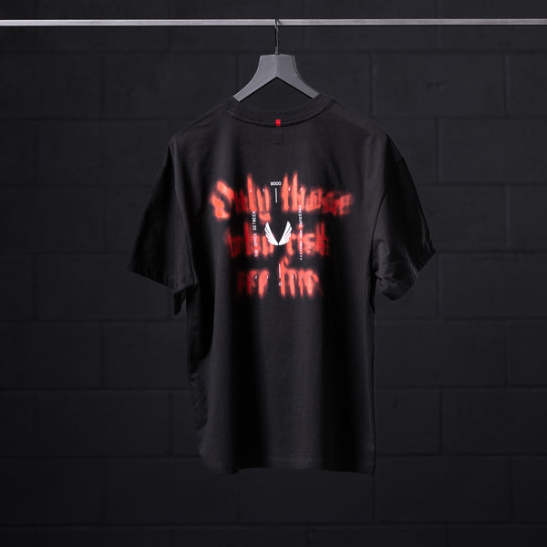 0797. Tech Essential™ Relaxed Tee - Black "Target Acquired"