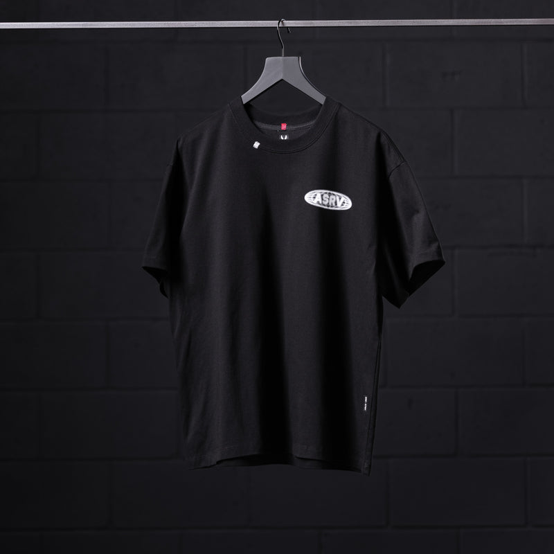 0797. Tech Essential™ Relaxed Tee - Black "Global Reach"
