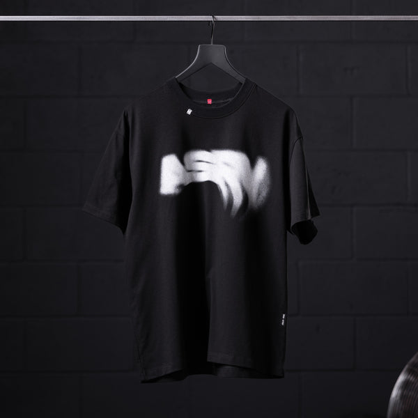 0797. Tech Essential™ Relaxed Tee - Black "Signal Lost"