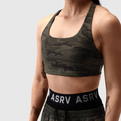W039. Lycra Hybrid Sports Bra - Dark Camo
