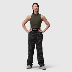 W023. Performance Ribbed Mockneck Tank - Olive