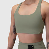 W039. Lycra Hybrid Sports Bra - Sage