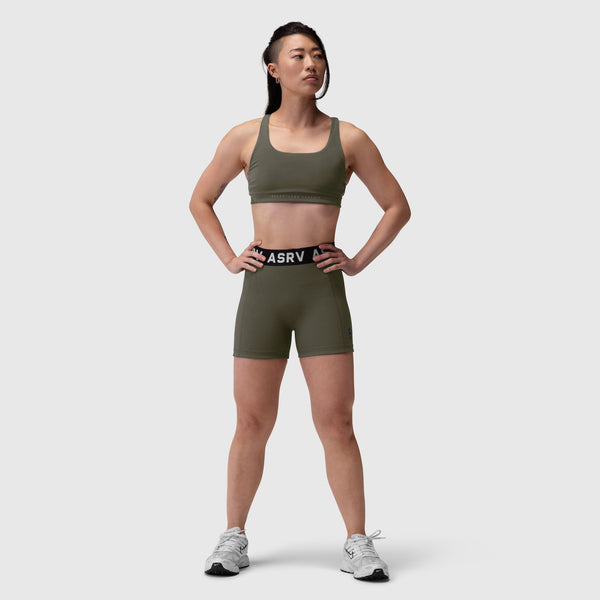 W039. Lycra Hybrid Sports Bra - Olive