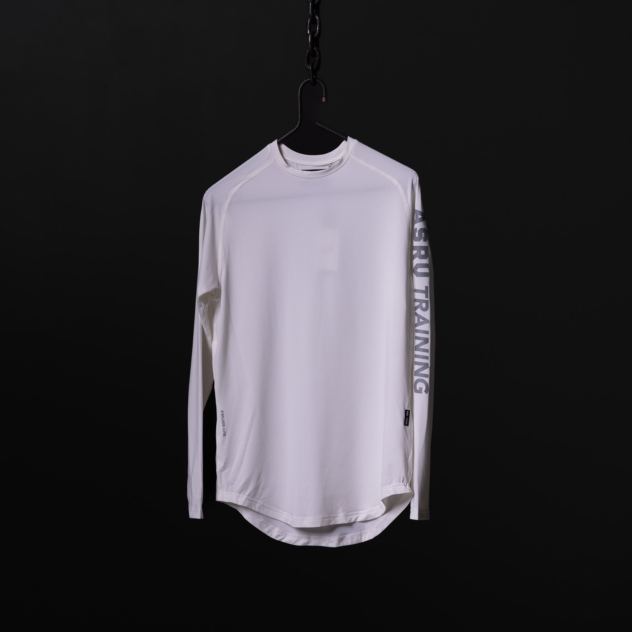 SP'20 Long Sleeve Shirt in white on hanger, front view