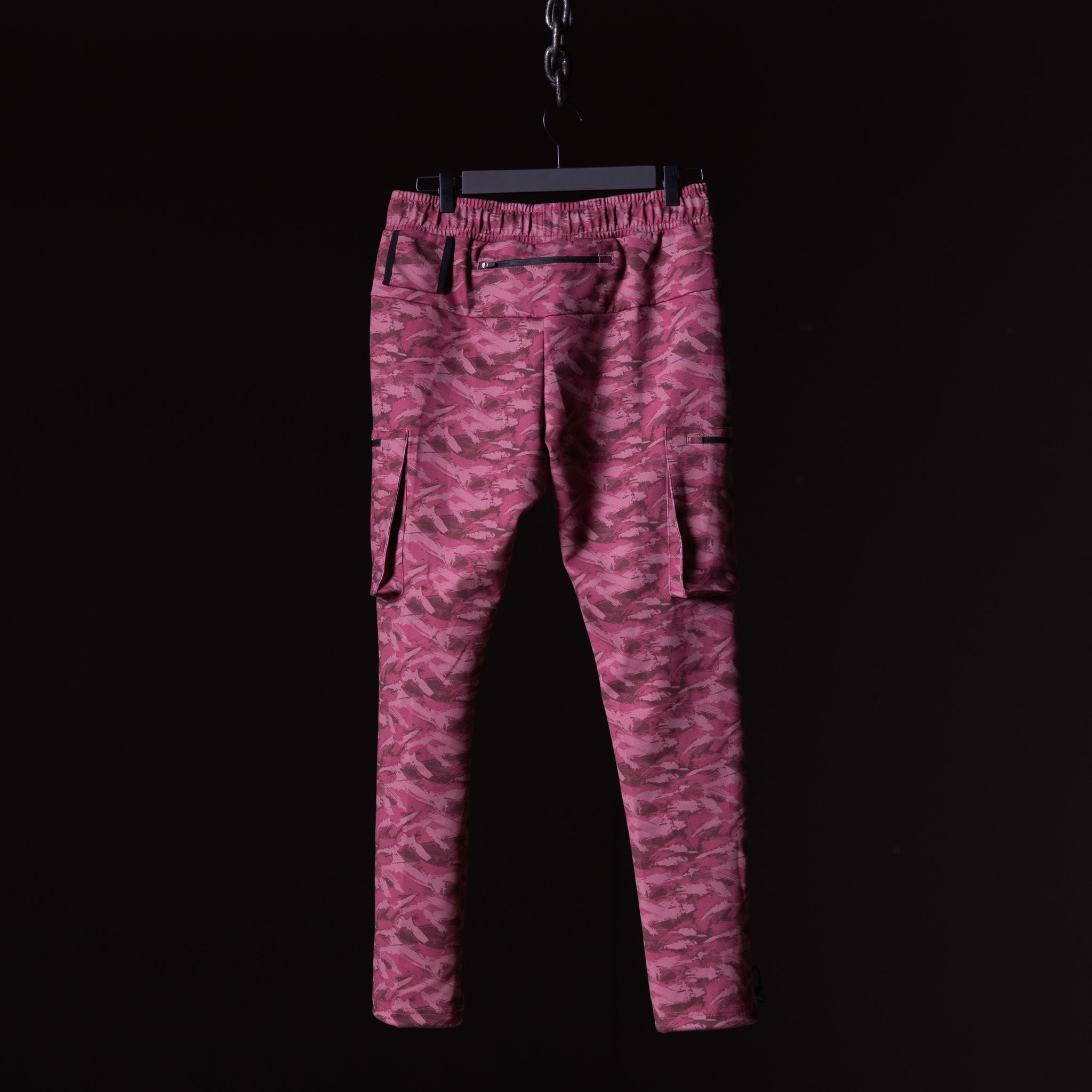 Brushed Camo Cargo Jogger in pink camo, front view