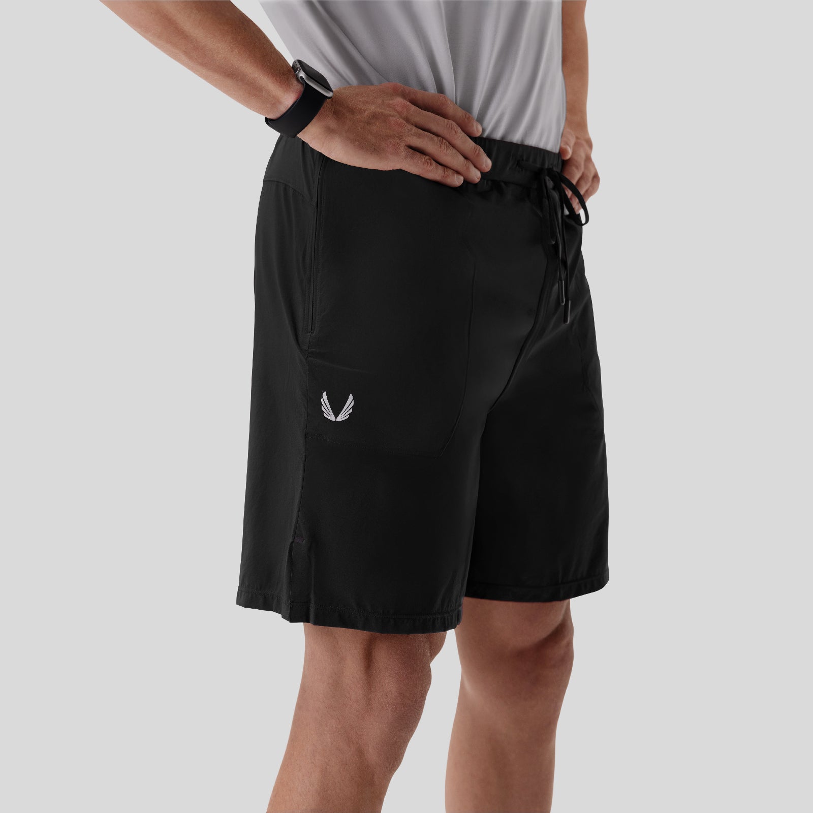 Aerotex™ 8" Training Short in black, worn by model, side view