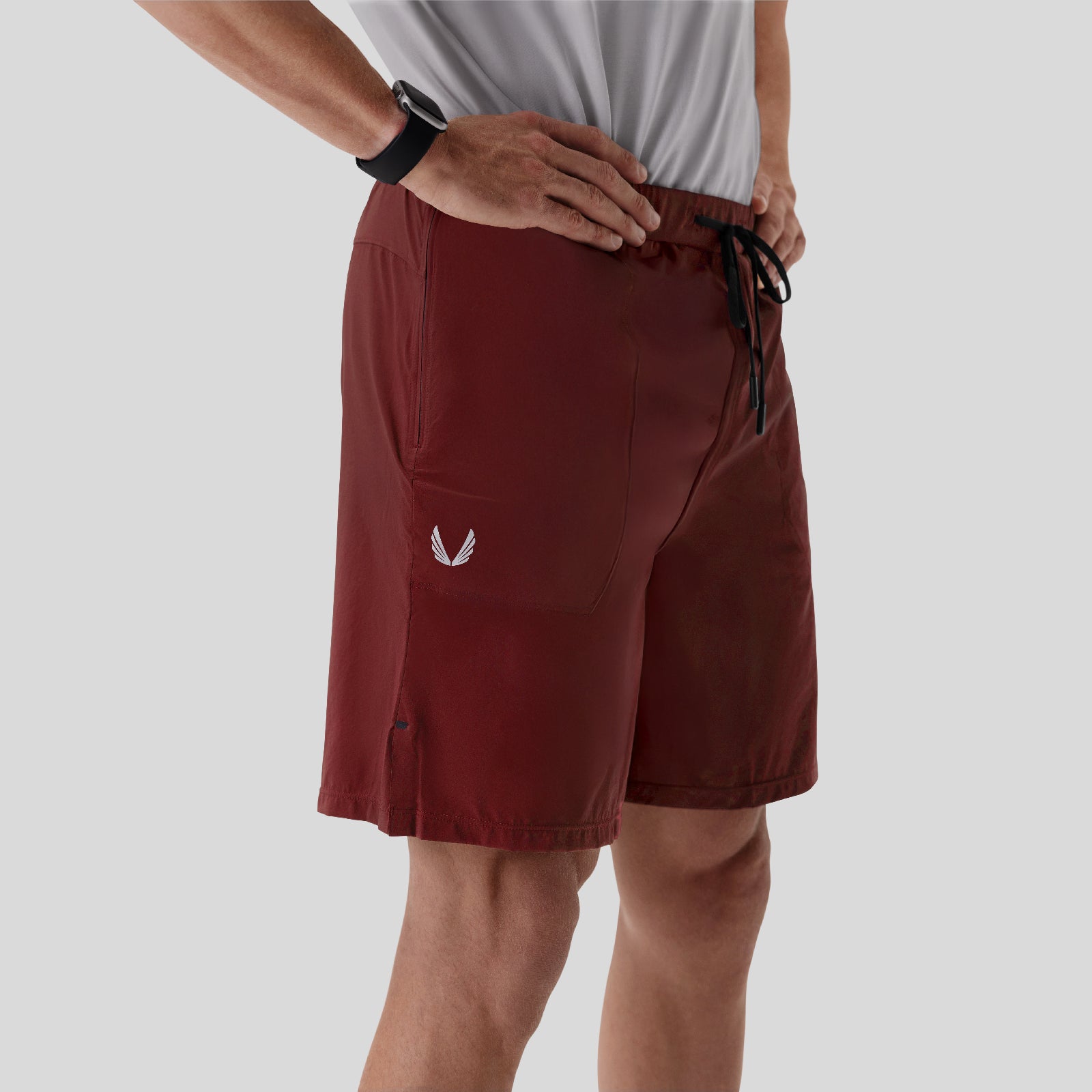 Aerotex Training Short in Crimson worn by model, side view