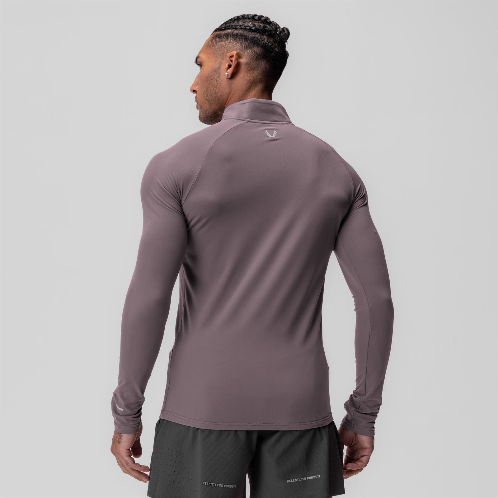 Thermal Training Quarter Zip in Moonscape worn by male model, back view