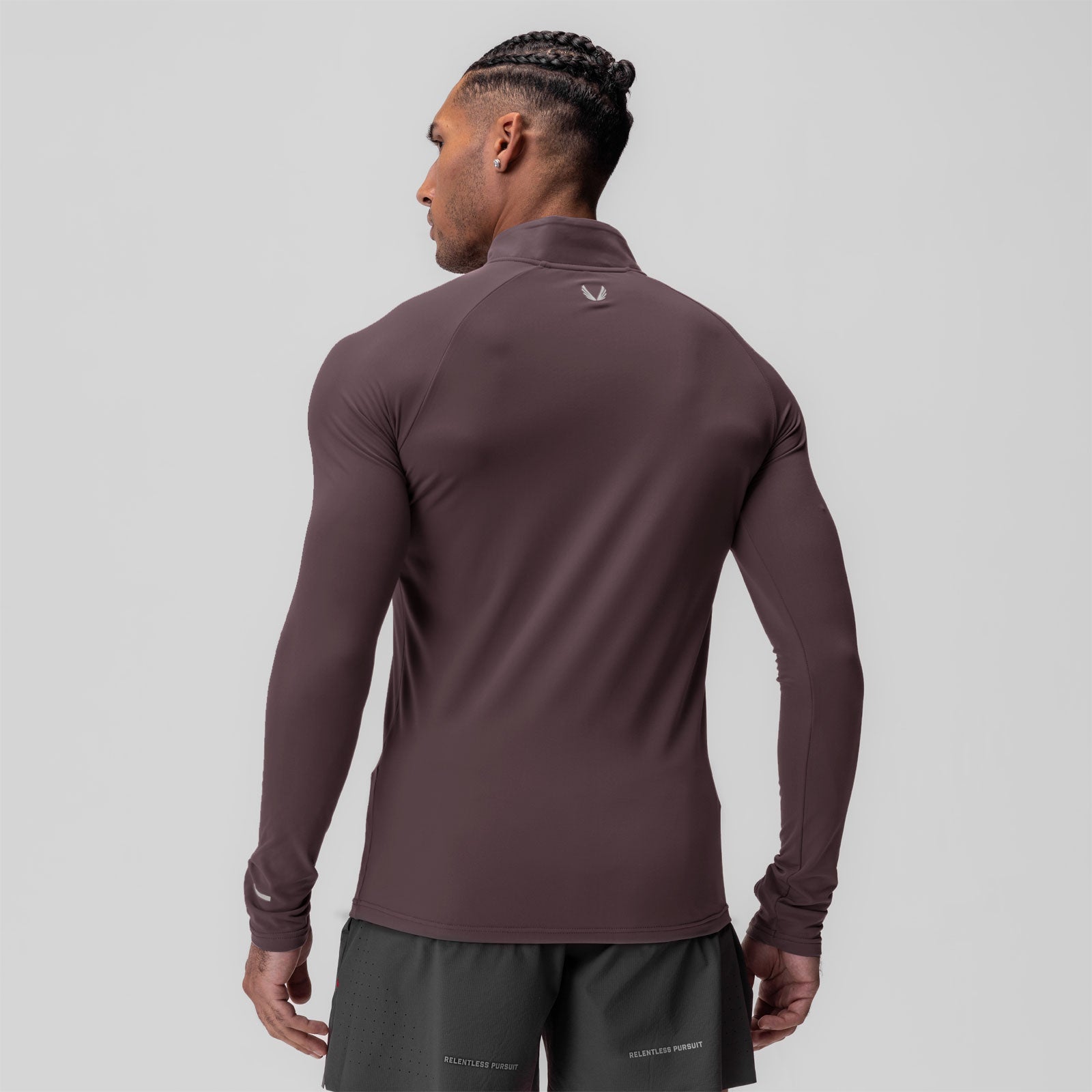 Thermal Training Quarter Zip in Nightshade worn by model, back view