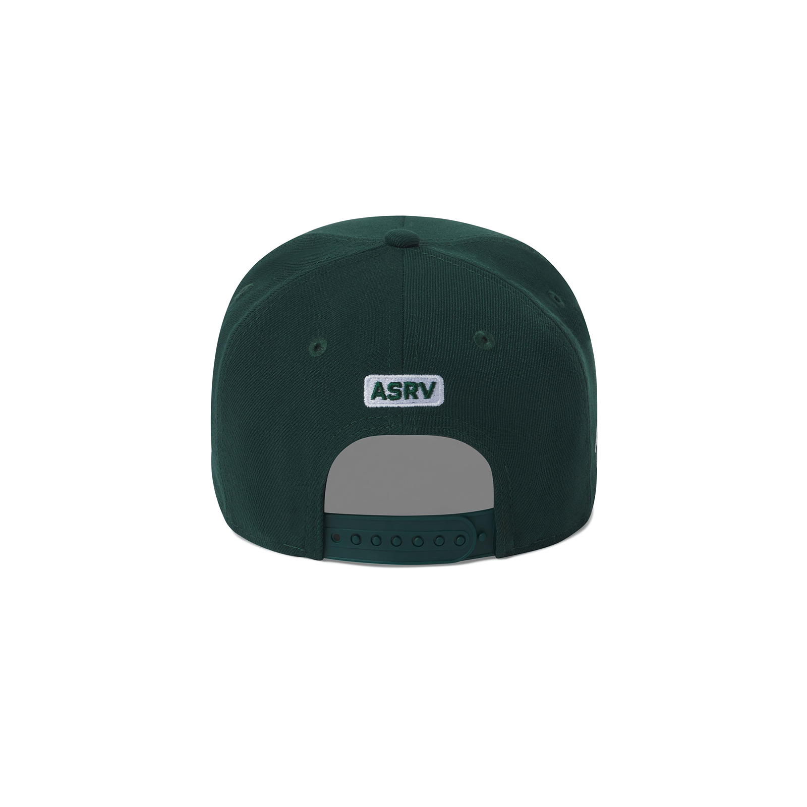 flatlay New Era 9Forty A-Frame Hat in forest green with white logo, back view