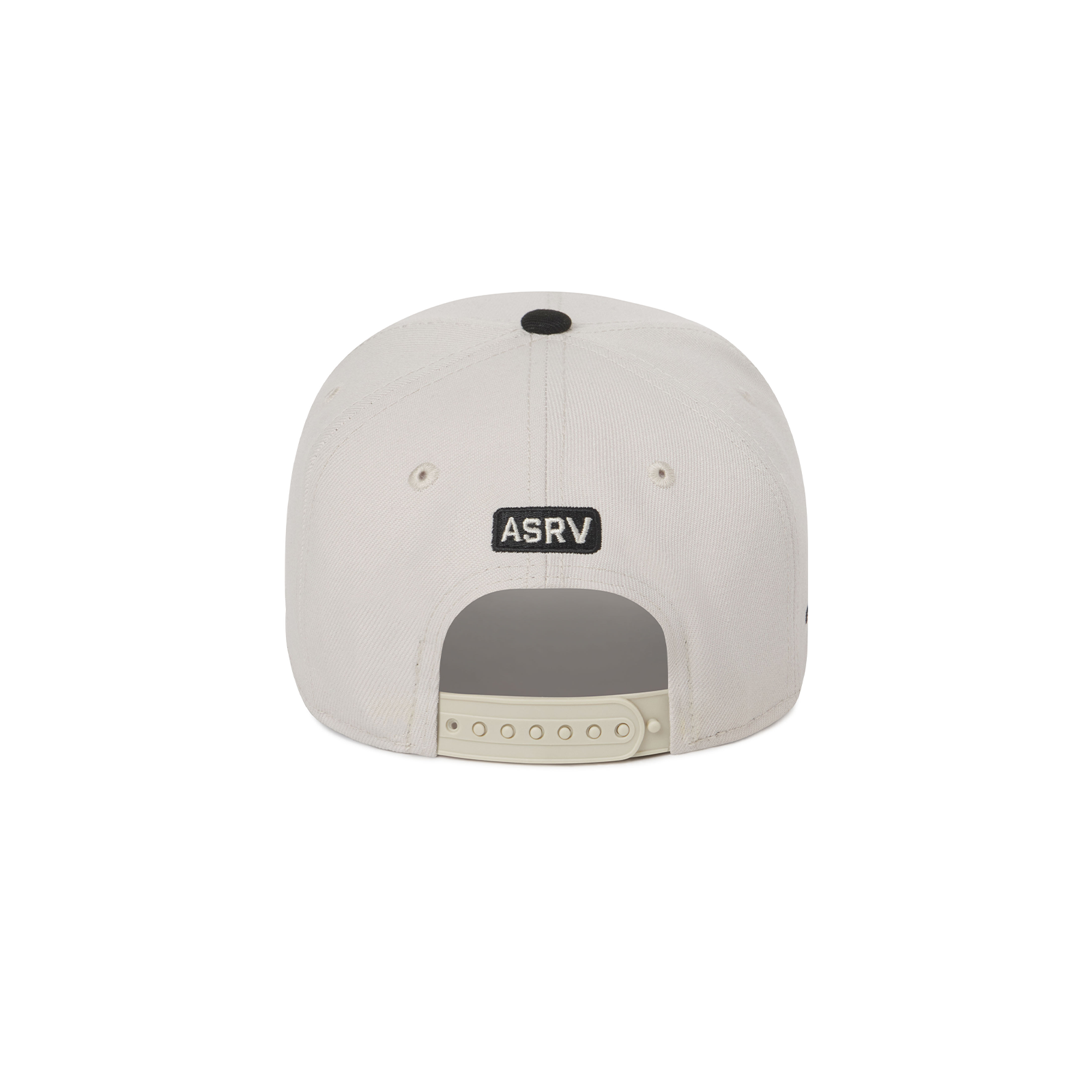 flatlay New Era 9Forty A-Frame Hat in stone and black, back view