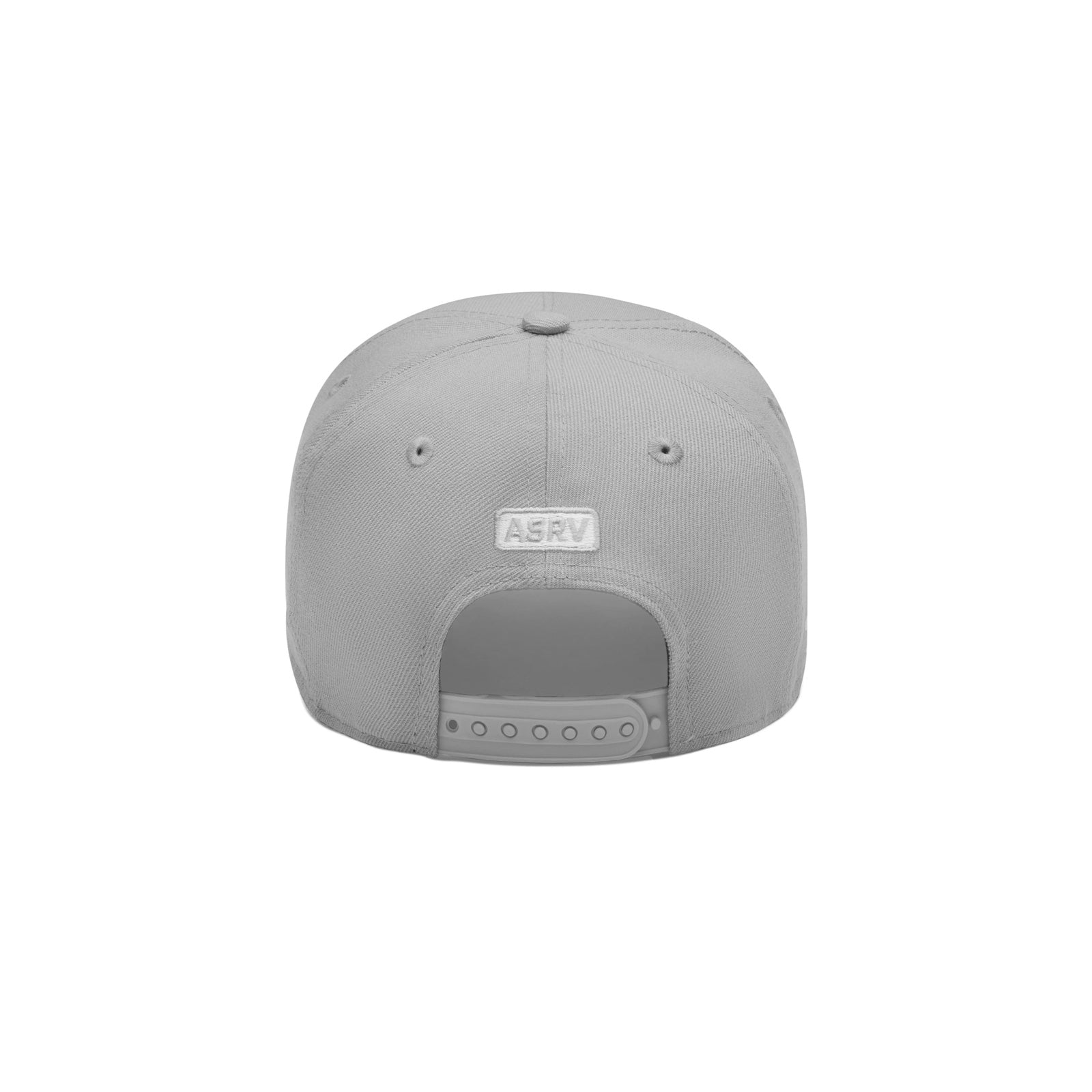 flatlay New Era 9Forty A-Frame Hat in grey with white logo, back view