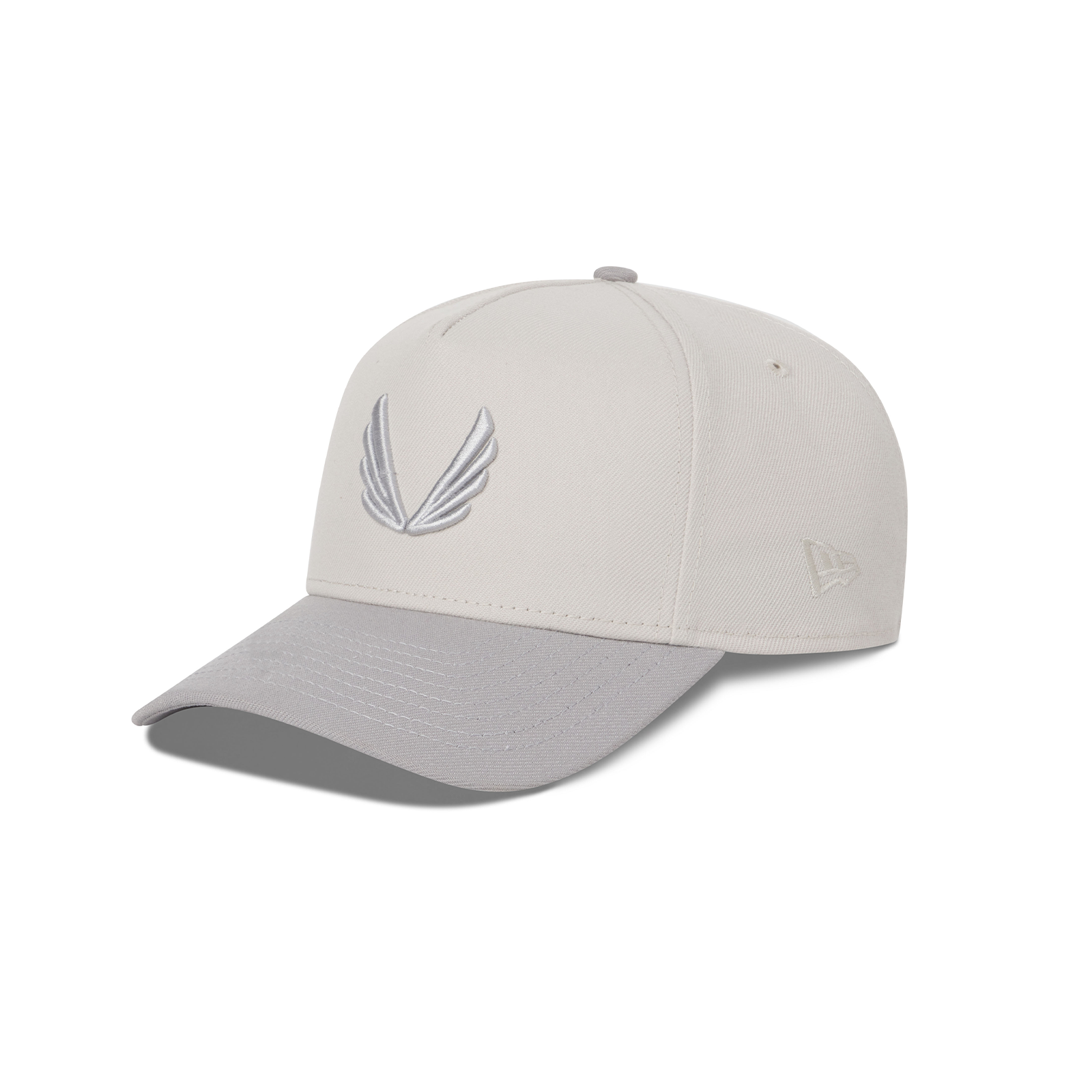 Flatlay of New Era® 9Forty® A-Frame Hat in stone and grey two-tone colorway