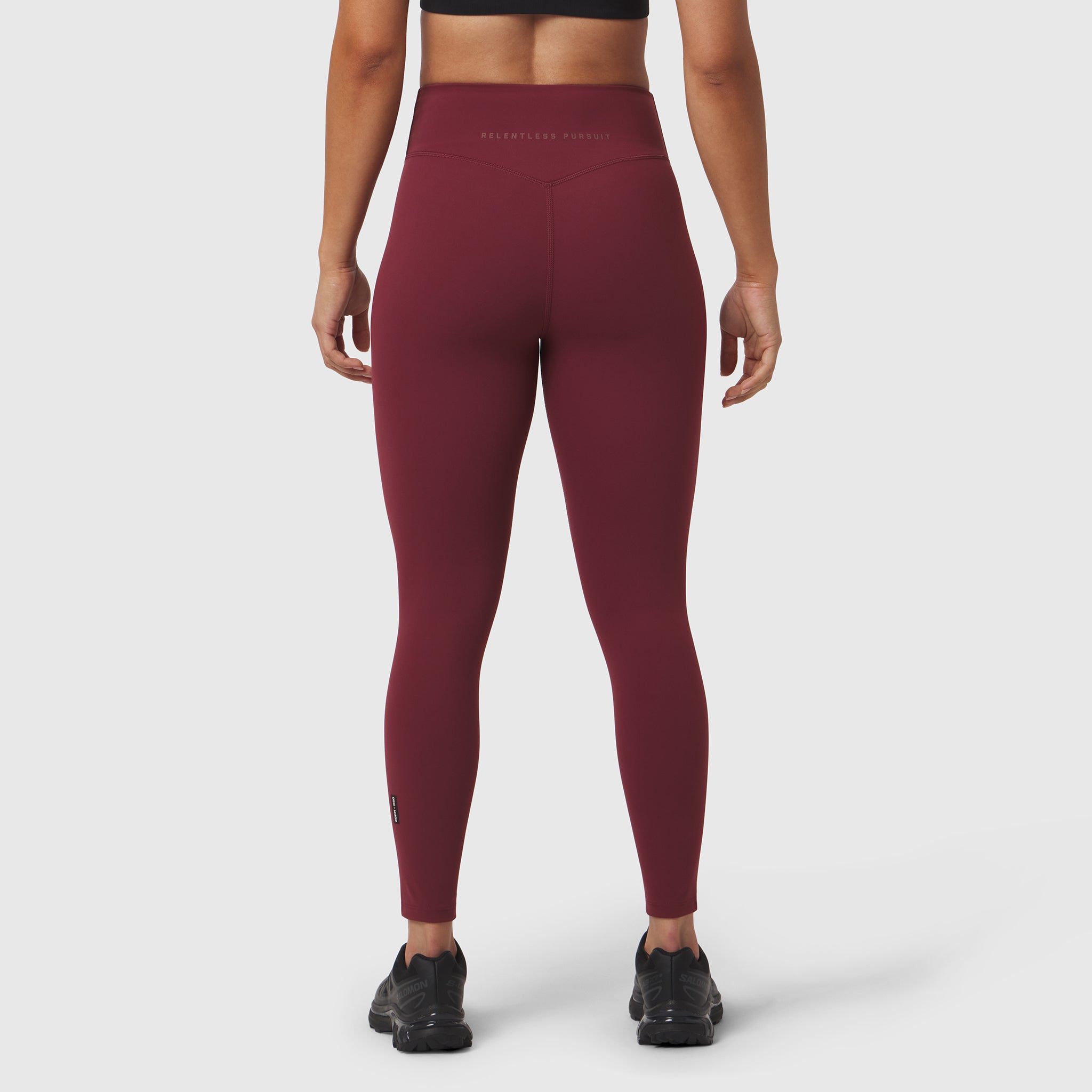 W002 LYCRA® ADAPTIV Legging in crimson, rear view on model