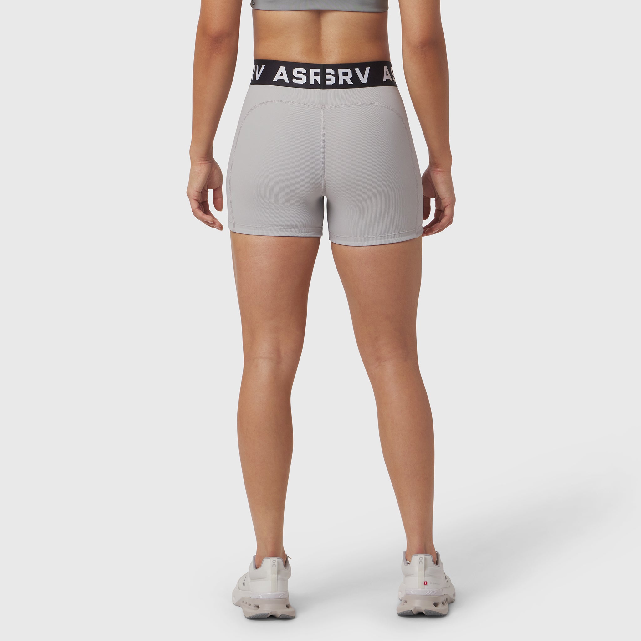 LYCRA® Ribbed Short in slate grey, back view on model