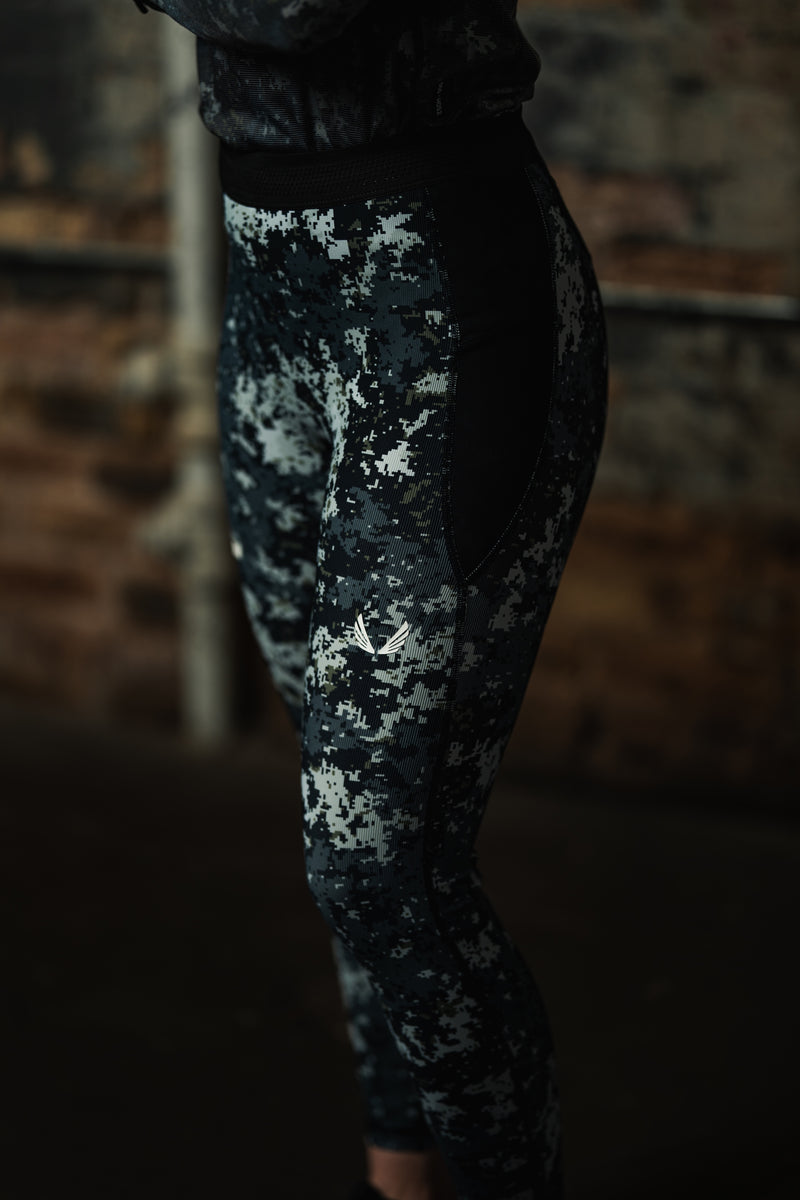 W055. Lycra® Ribbed Running Tight - Slate Grey