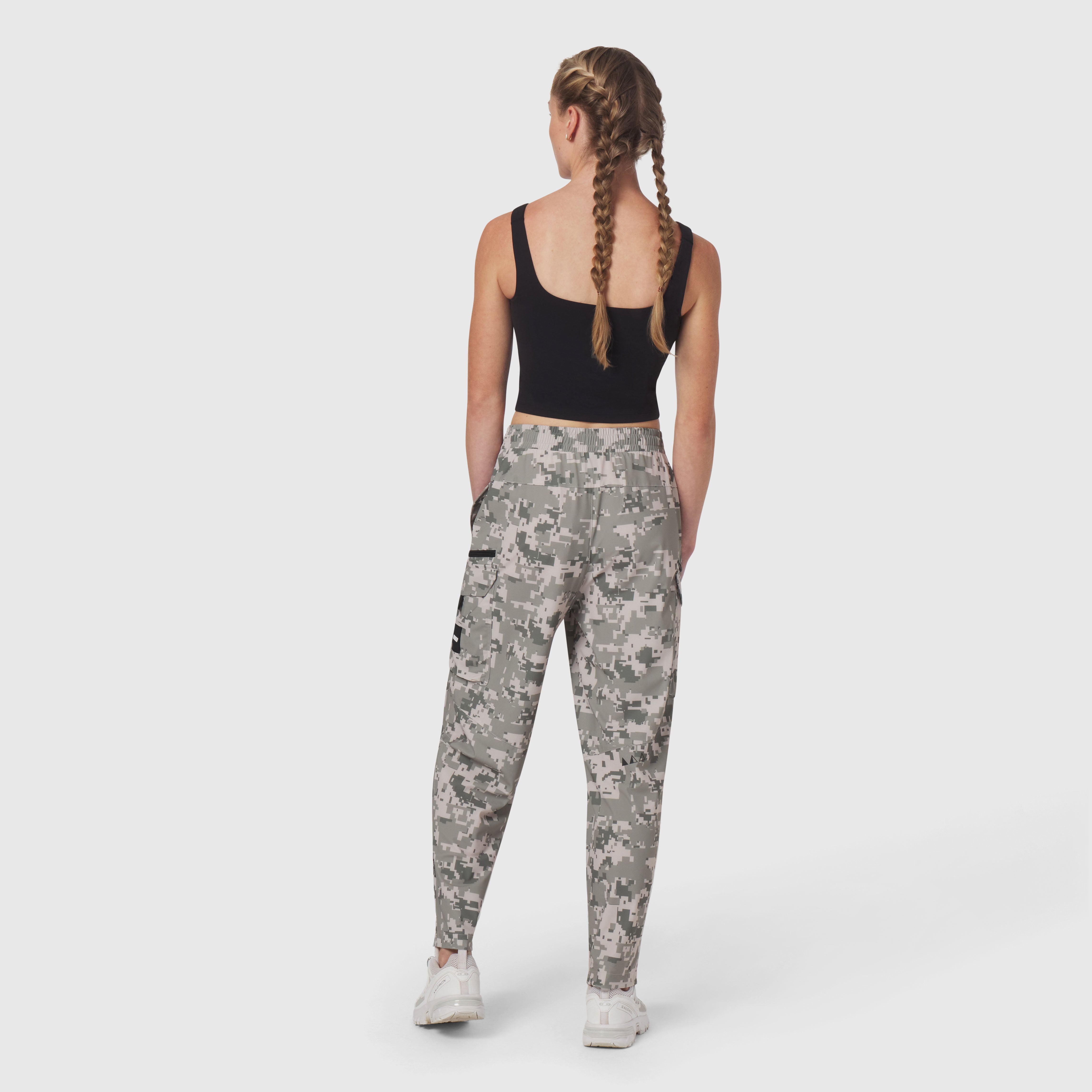 Tetra-Lite Cargo City Pant in digital camo, back view on model