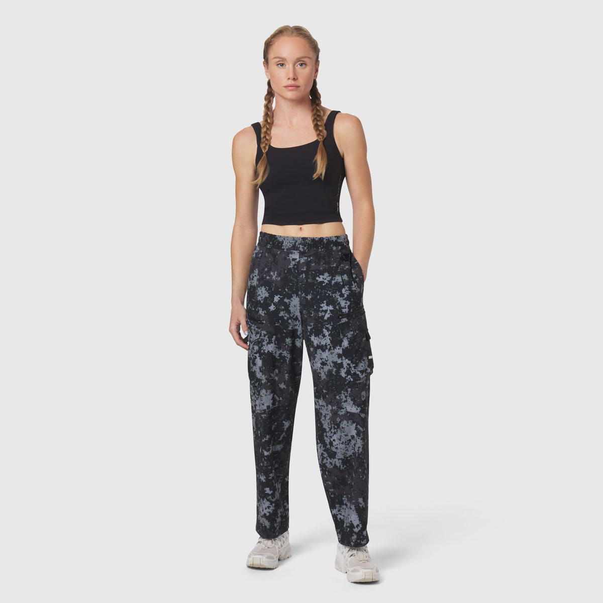 Tetra-Lite Cargo City Pant in pixel camo worn by model, front standing pose