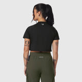 W018. AeroSilver® Cropped Tee - Black "ASRV"