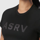 W018. AeroSilver® Cropped Tee - Black "ASRV"