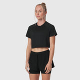 W018. AeroSilver® Cropped Tee - Black
