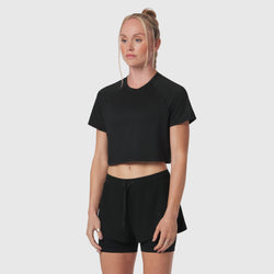 W018. AeroSilver® Cropped Tee - Black