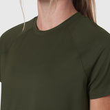 W018. AeroSilver® Cropped Tee - Olive