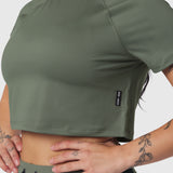 W018. AeroSilver® Cropped Tee - Sage