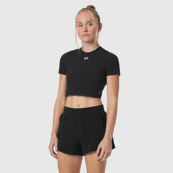 W019. LYCRA® Cropped Tee - Black