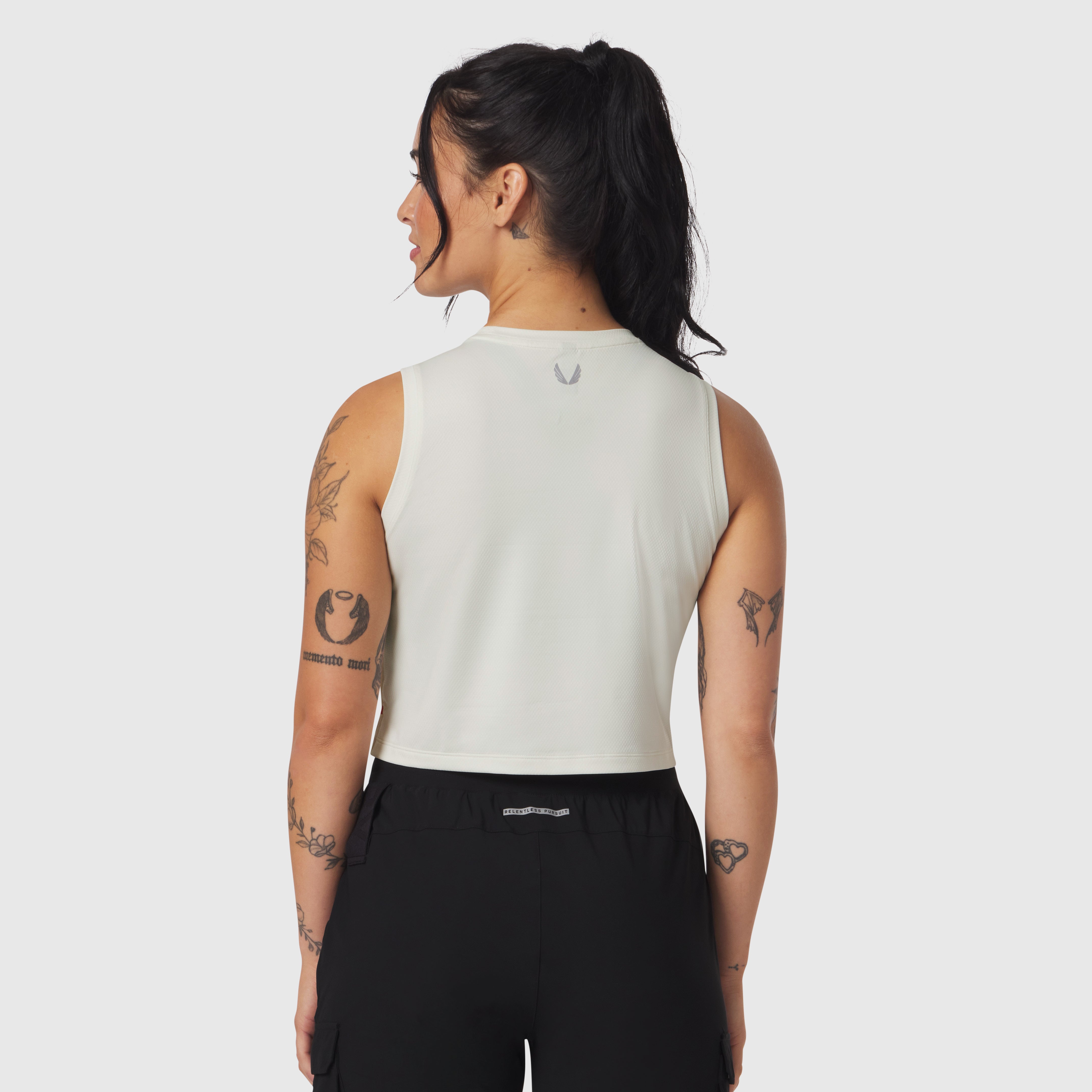 AeroSilver® Tank Top in Ivory Cream worn by model, back view