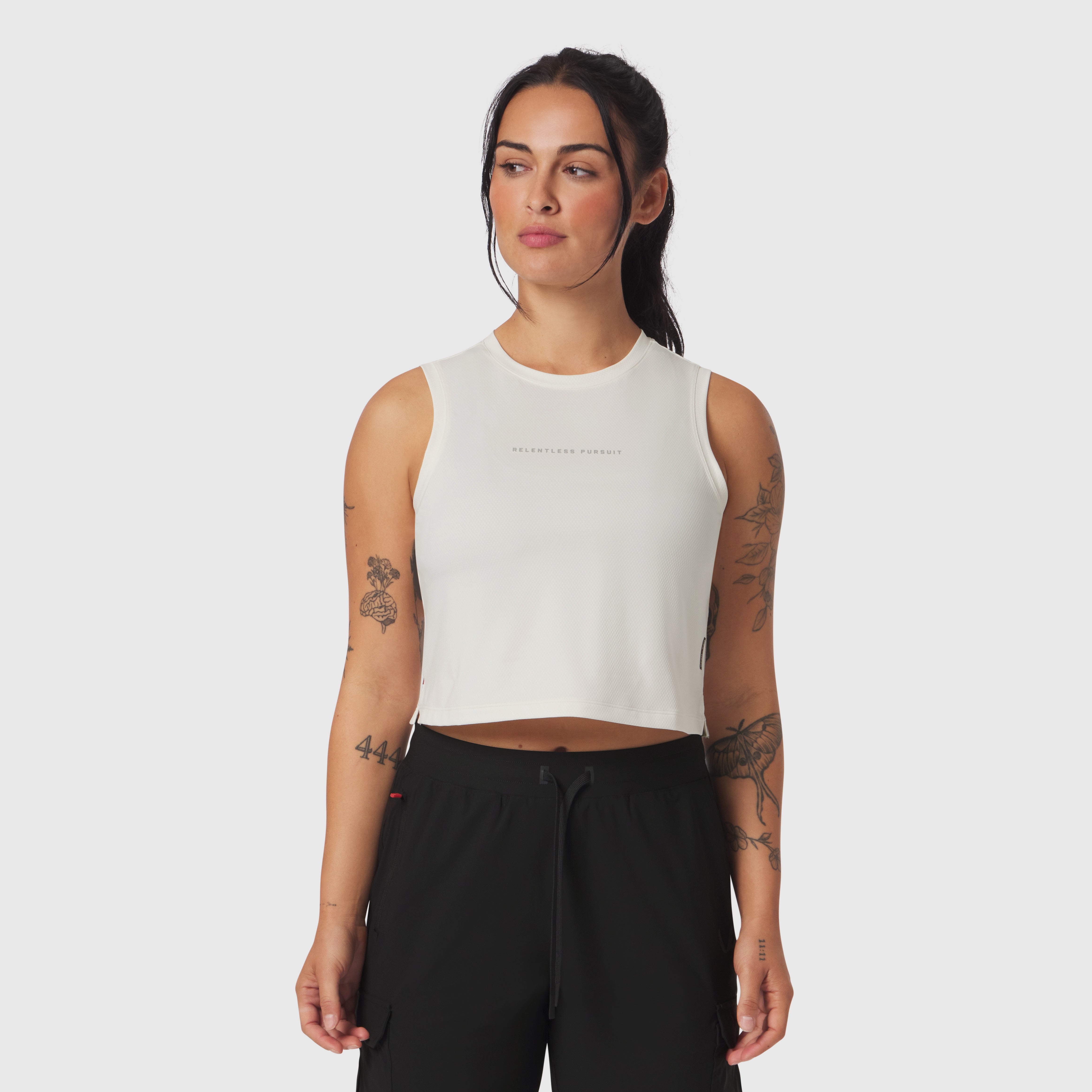AeroSilver® Tank Top in Ivory Cream worn by model, front view
