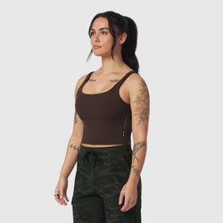 W022. LYCRA® 2-in-1 Tank Top - Dark Earth