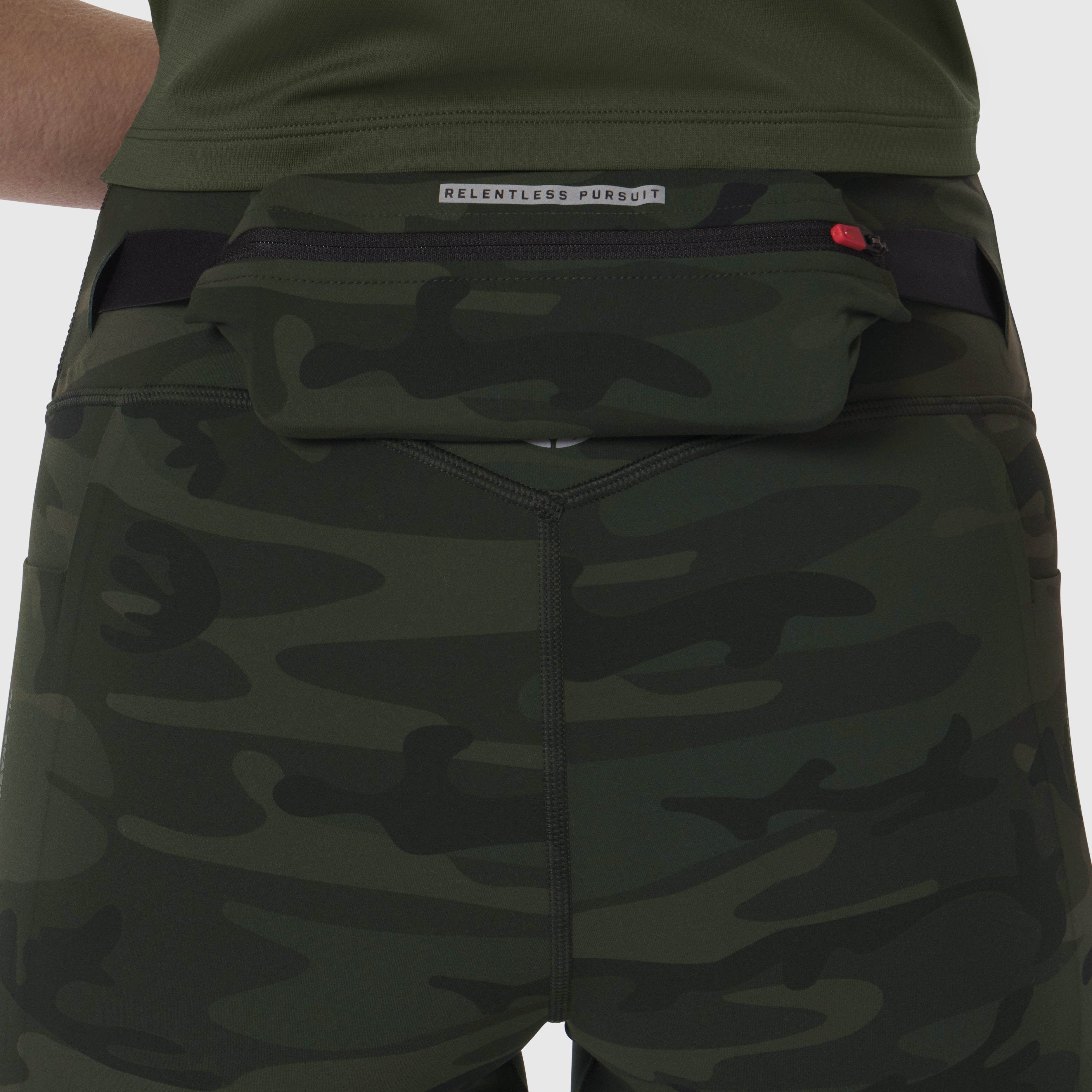 LYCRA® 3-in-1 Biker Short in Dark Camo worn by model, back view
