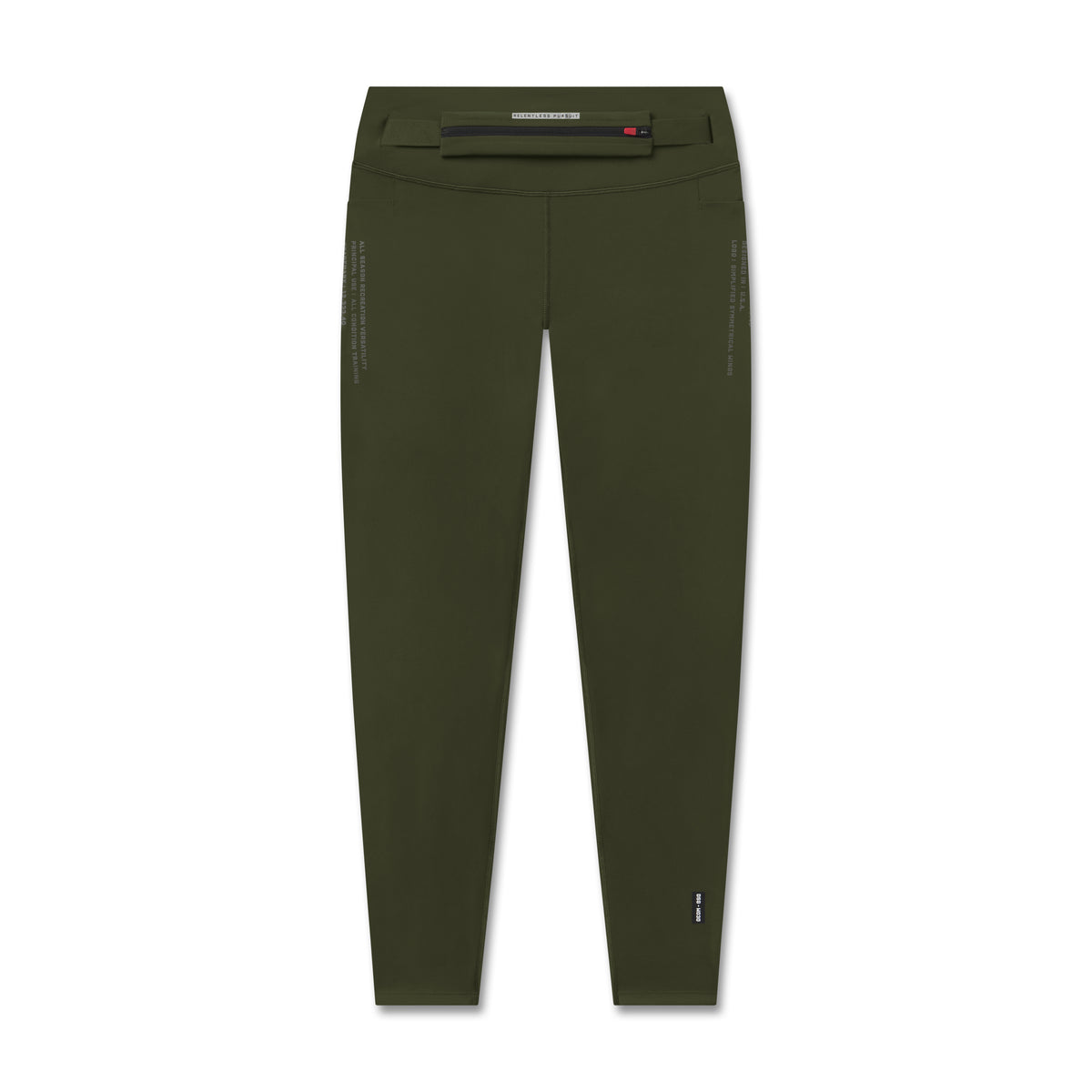 Flatlay of W030 LYCRA® 3-in-1 Legging in olive, front view