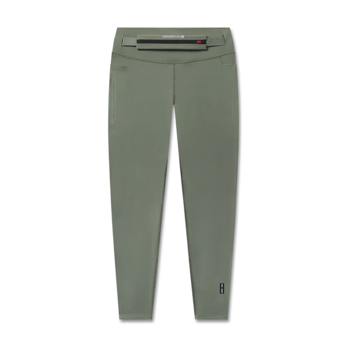 Flatlay of LYCRA® 3-in-1 Legging in sage green, front view