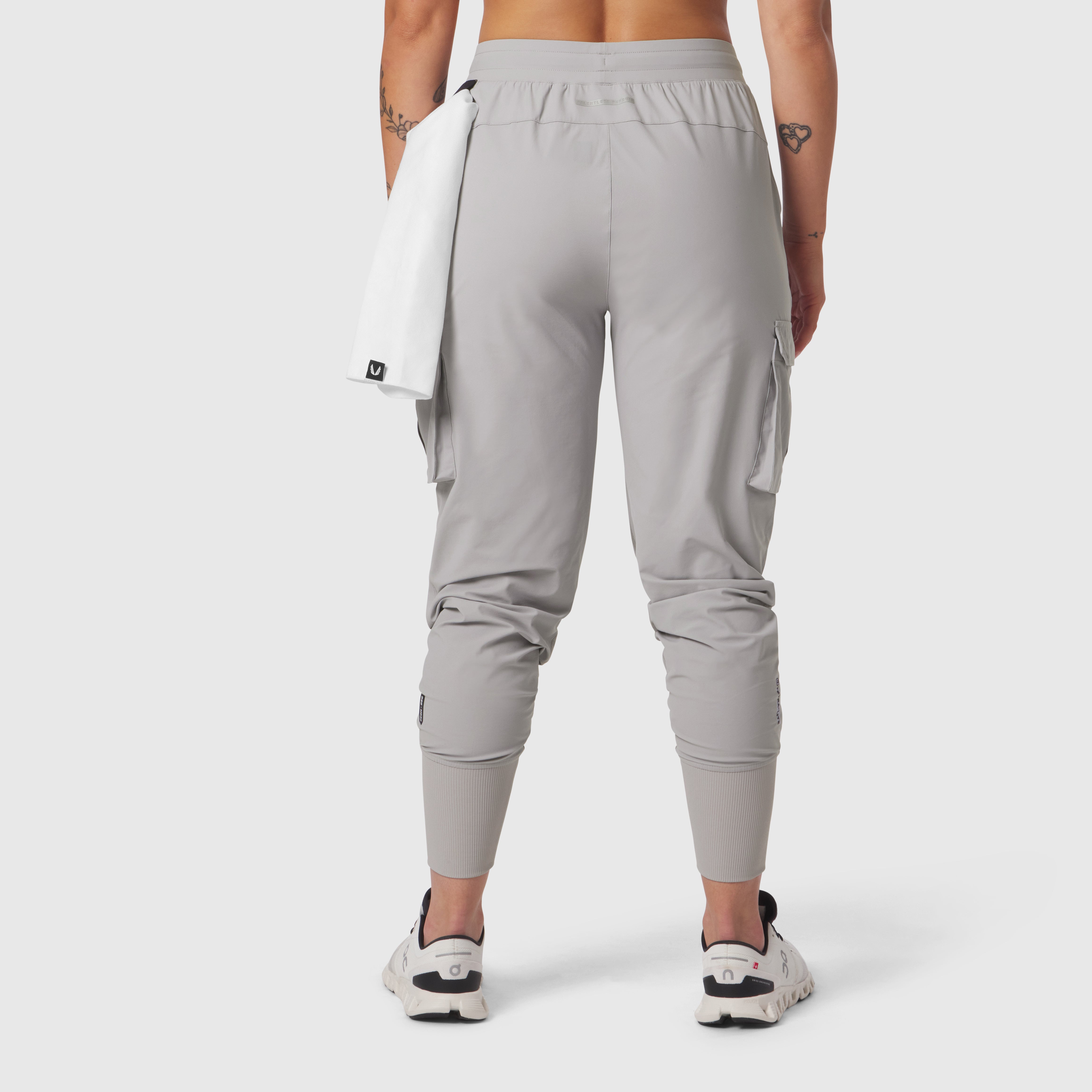 Tetra-Lite Cargo High Rib Jogger in slate grey, back view on model