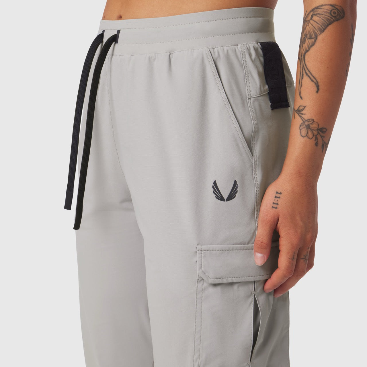 Tetra-Lite® Cargo High Rib Jogger in slate grey, side view on model