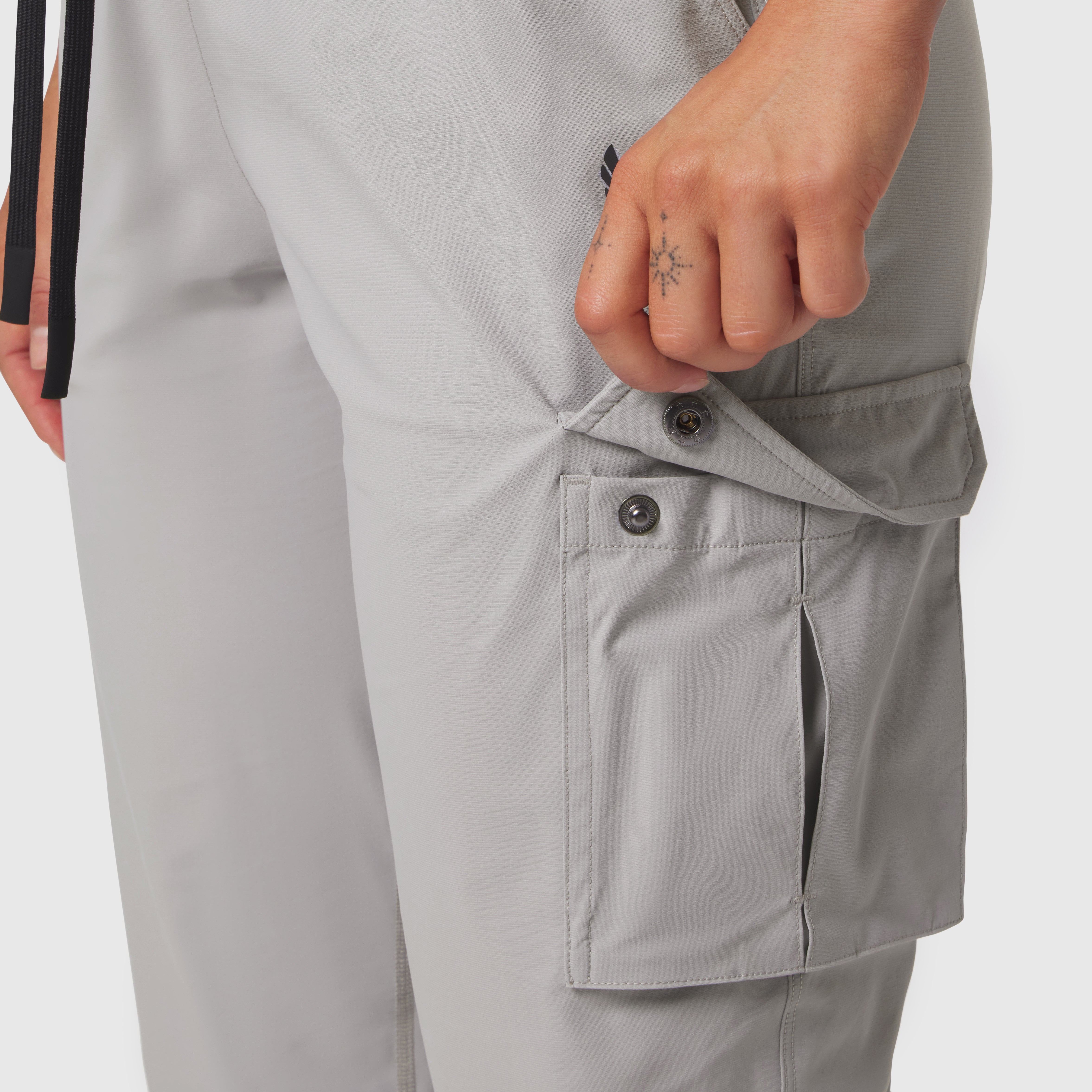 Tetra-Lite® Cargo High Rib Jogger in Slate Grey, model wearing, detail of cargo pocket