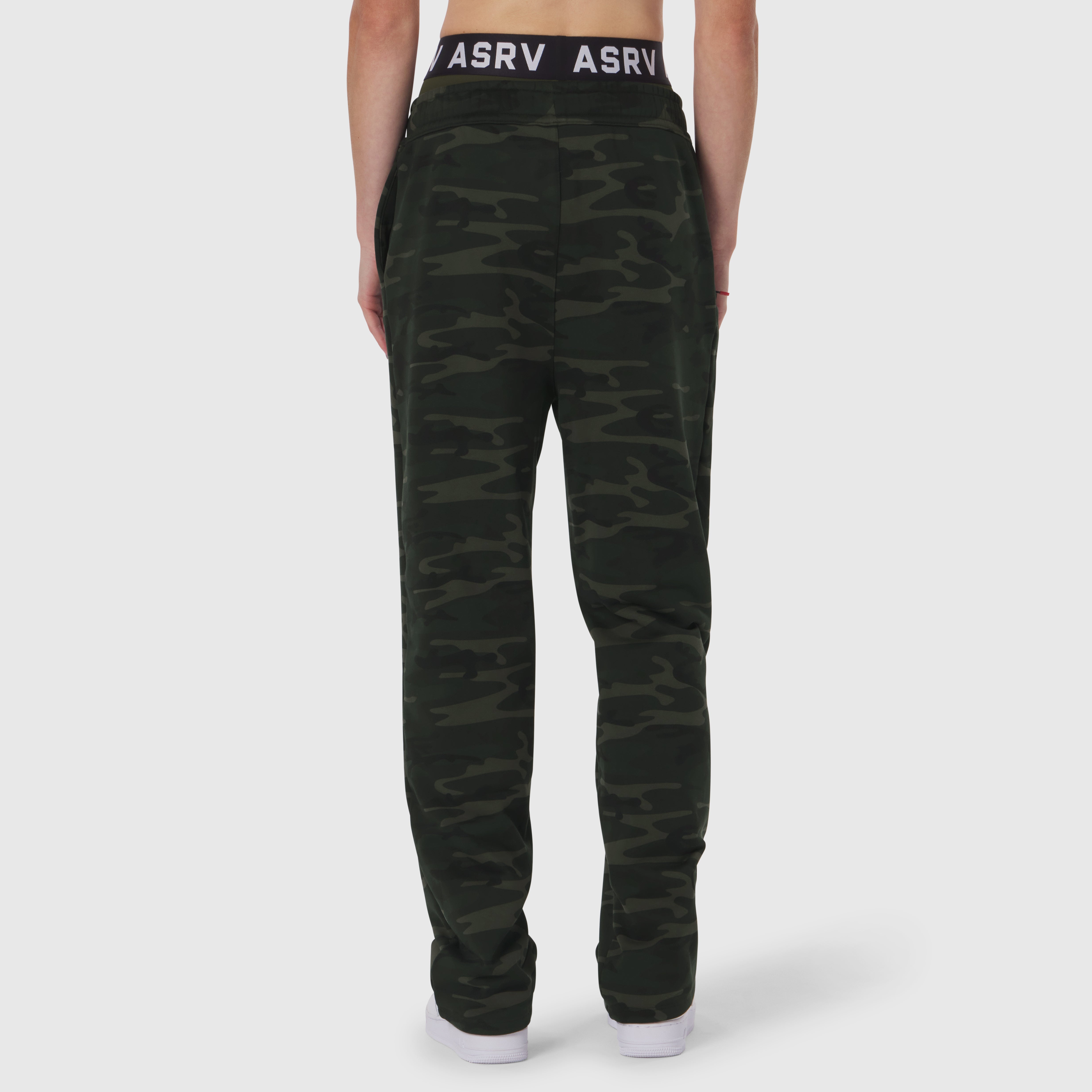 W034 Sorona® Terry Straight Leg Sweats in Dark Camo, back view on model