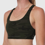 W039. LYCRA® Hybrid Sports Bra - Dark Camo