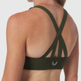 W039. LYCRA® Hybrid Sports Bra - Olive