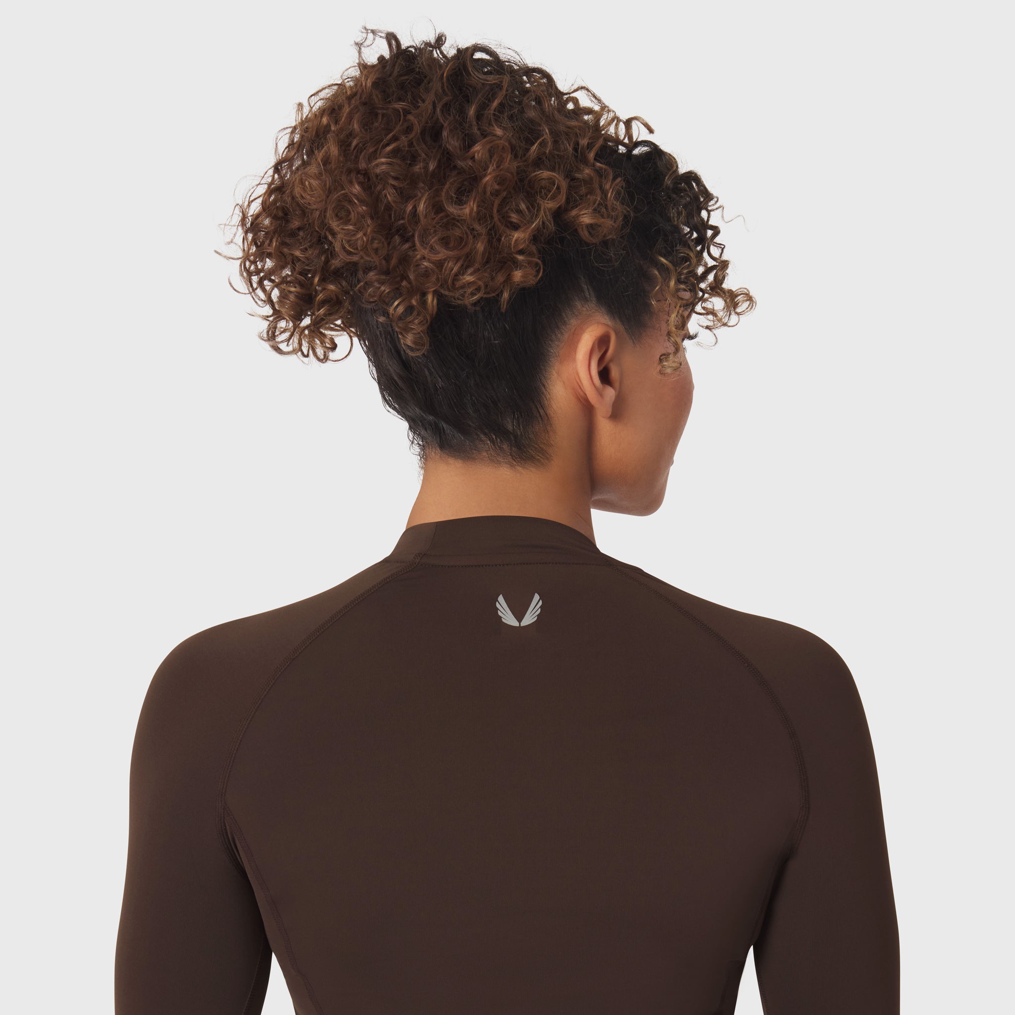 LYCRA® ADAPTIV Baselayer Longsleeve in dark brown, back view on model