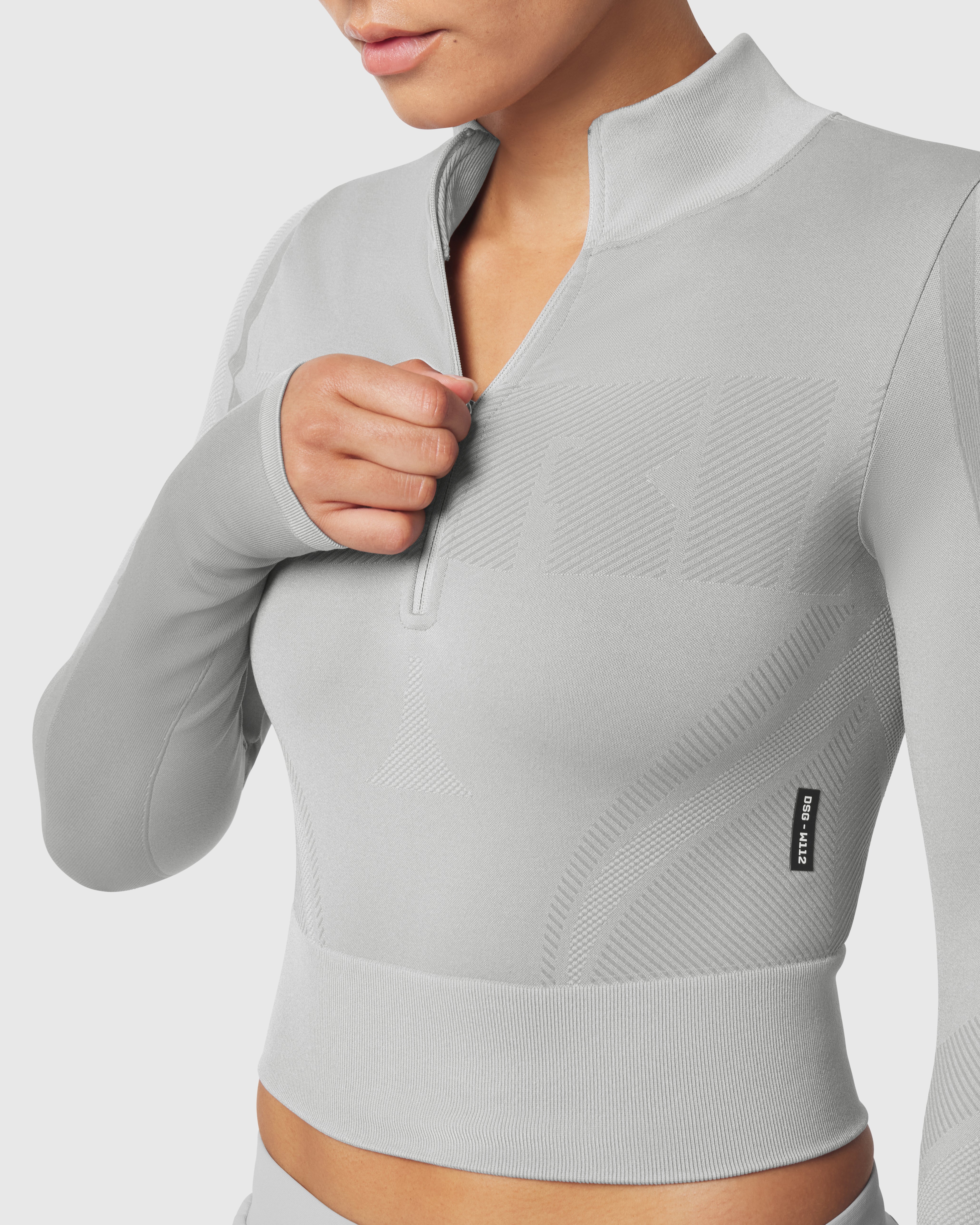 W112. Seamless Quarter Zip - Slate Grey