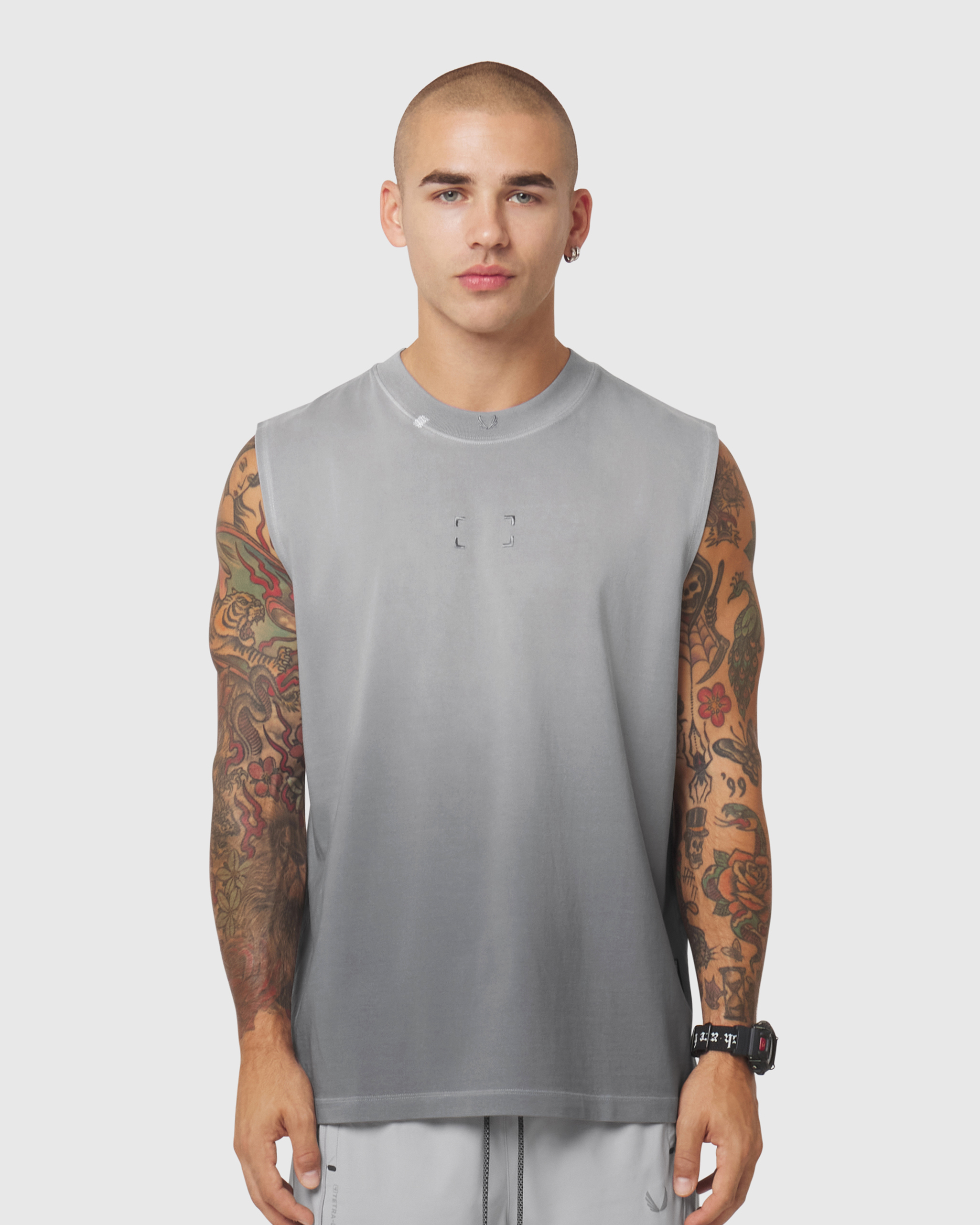 0807. Tech Essential™ Relaxed Cutoff - Slate Grey Sun Fade