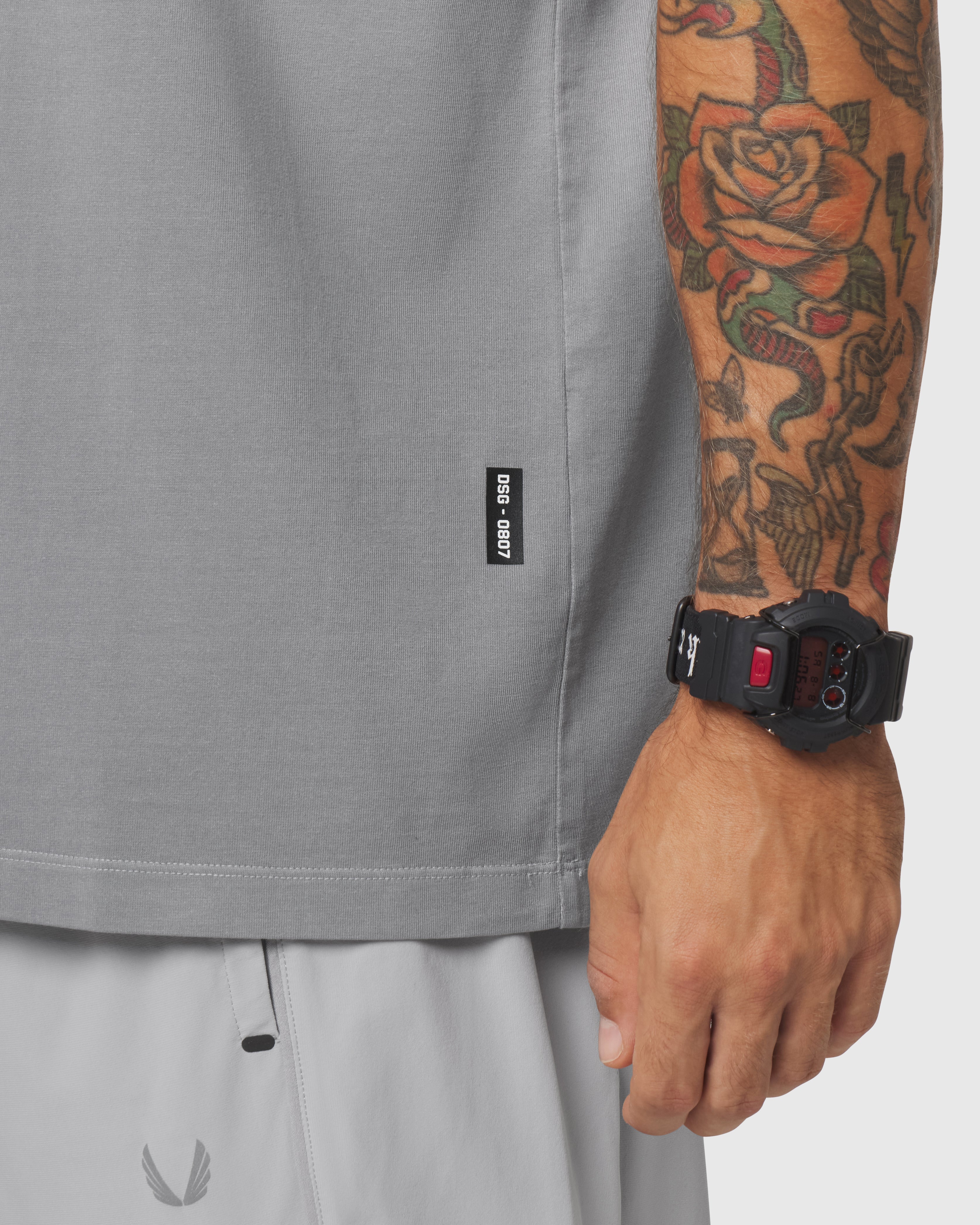 0807. Tech Essential™ Relaxed Cutoff - Slate Grey Sun Fade