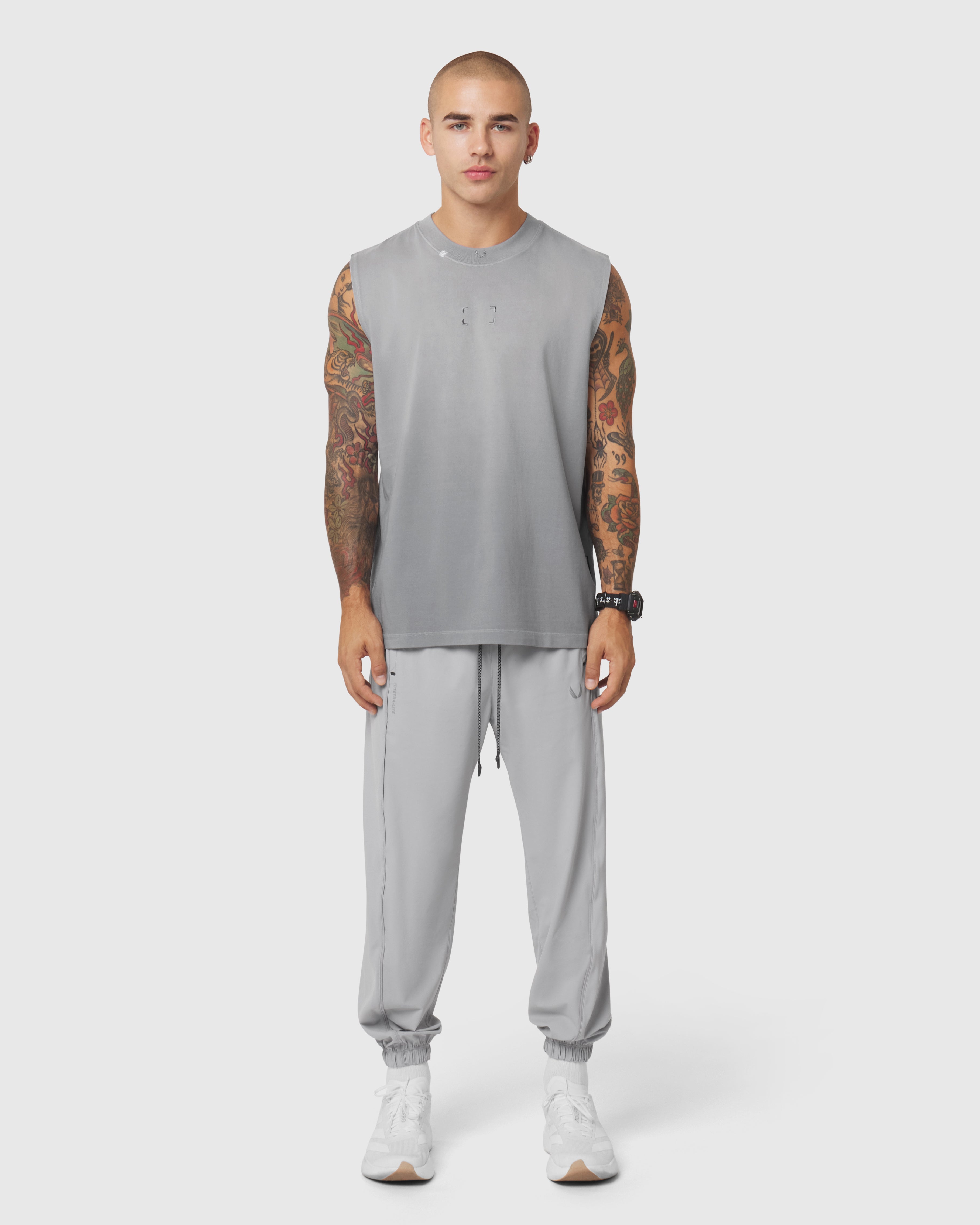 0807. Tech Essential™ Relaxed Cutoff - Slate Grey Sun Fade