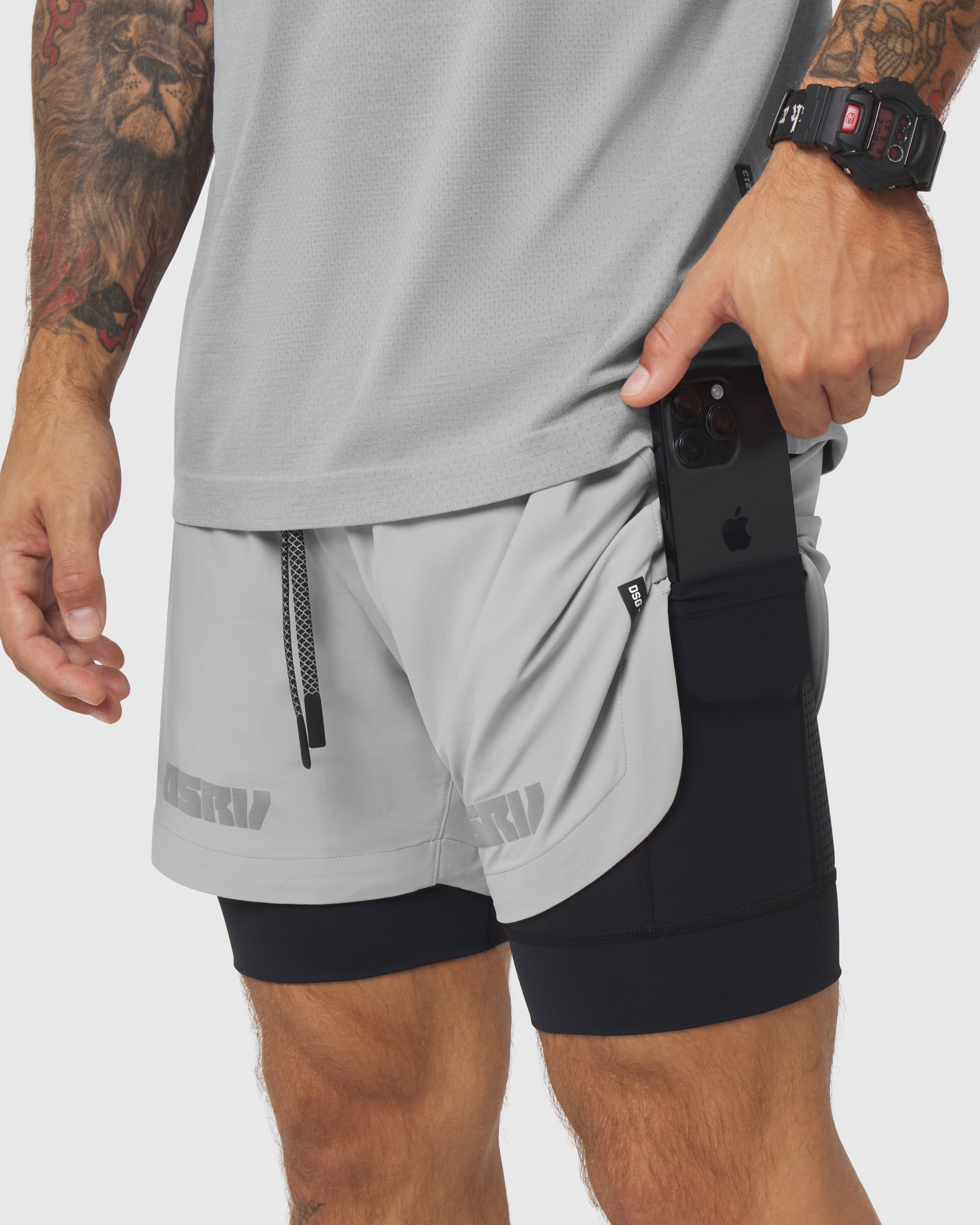 0865. Tetra-Lite® 5" Liner Short - Slate Grey "Blade"/Black